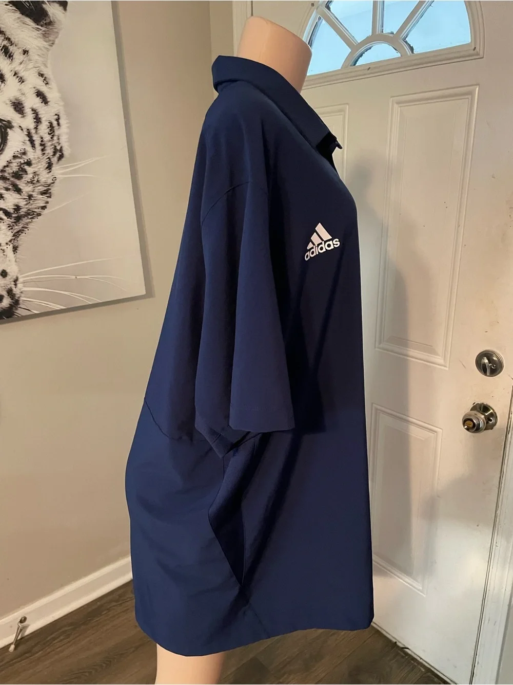 adidas Navy Blue FAU owl Football Men's Polo collar Shirt size 2XL short sleeve